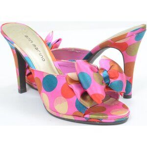 Ann Marino Polka Dot Bows Slide Slip-On Sandal Pin-Up Retro Rockabilly Size 6.5